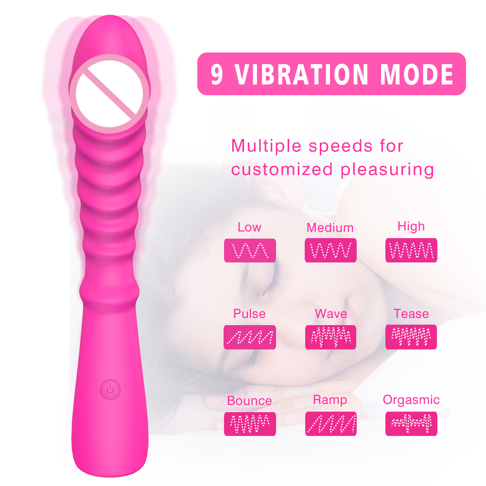 Hot Sale Silicone G Spot 9 Vibration Modes Vibrating Vibrator Sex Toy Women Adult