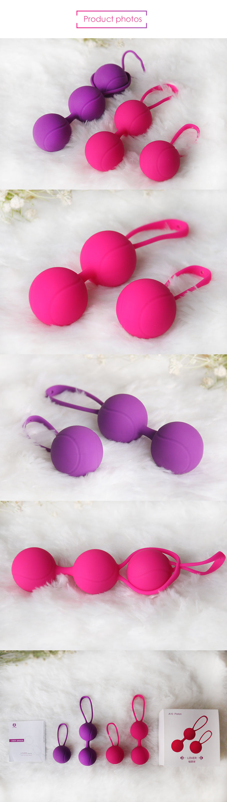 Hot Selling Kegel Exercise Weight, Set of 2 Geisha Balls Silicone Ben Wa Balls