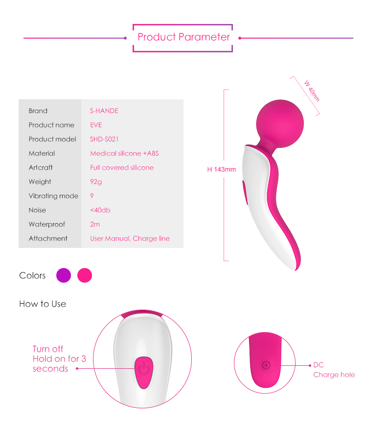 Cordless Waterproof Rechargeable  Wand Massager Sex Extreme Power Vibration Handheld Massage 9X Multi-Speed