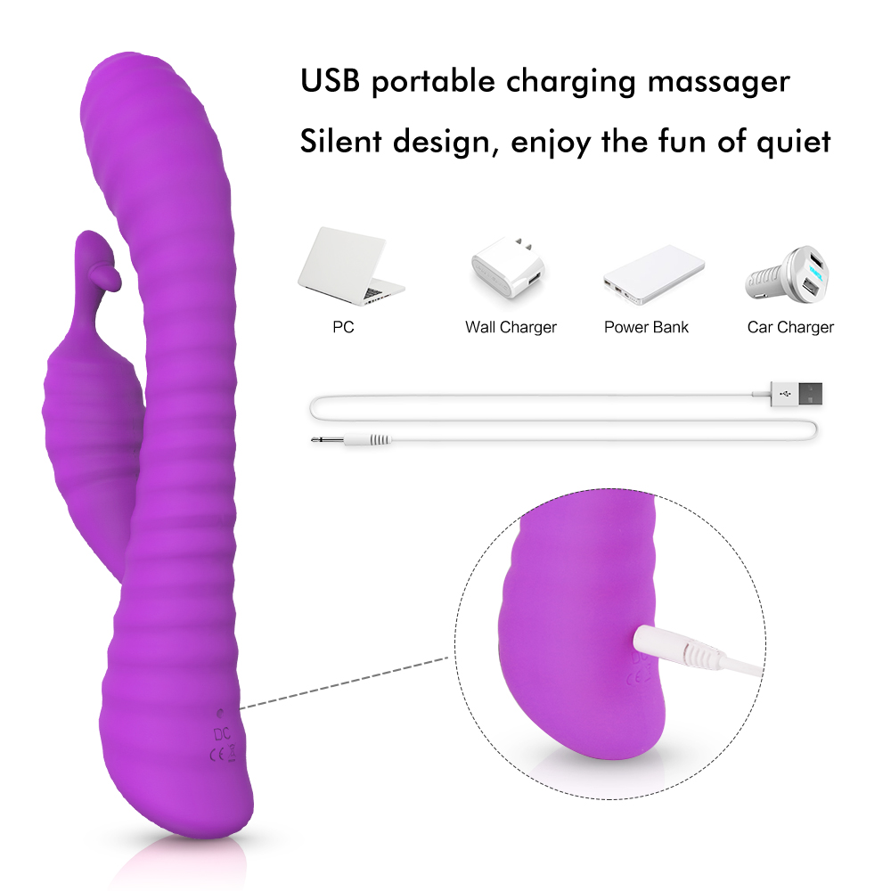 S-HANDE Adult Products Pink 9 Vibration Modes G-Spot Dual Vibrating Dildo Waterproof Multi-speed Rabbit Vibrator