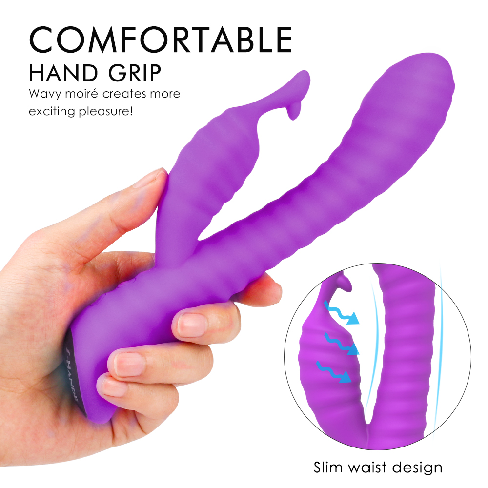 S-HANDE Adult Products Pink 9 Vibration Modes G-Spot Dual Vibrating Dildo Waterproof Multi-speed Rabbit Vibrator