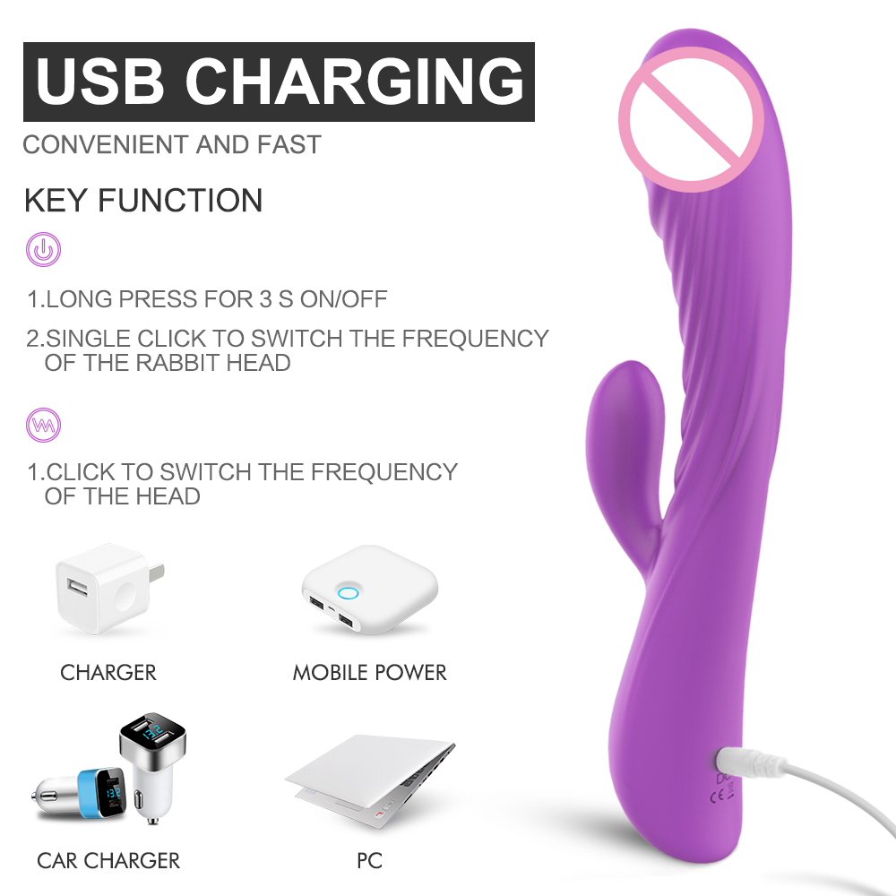 S-HANDE Wholesale High Quality Usb Charger Vibrating Pussy g Spot Rabbit Dildo Purple Sex Toy Rabbit Vibrators for Women