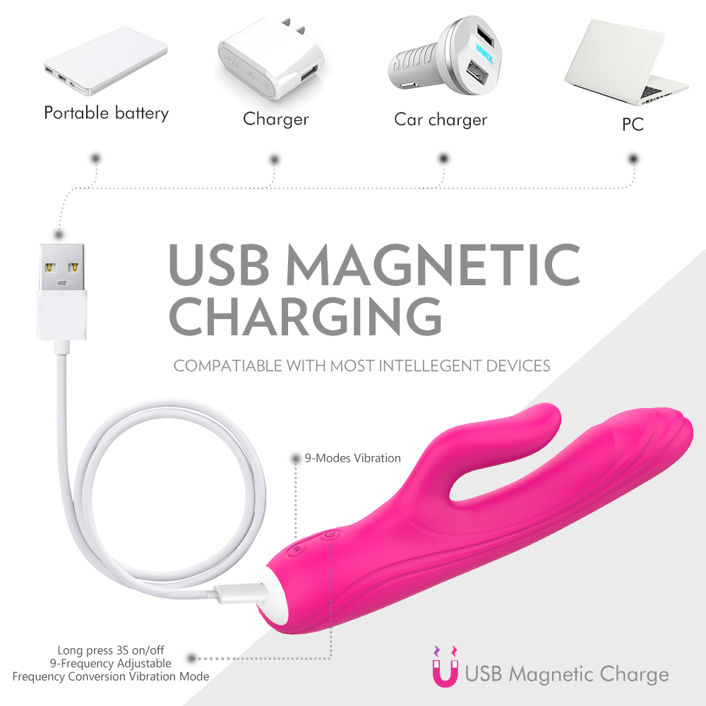 S-HANDE Rechargeable 100% Waterproof Silicone Finger Rabbit Vibrator Female Sex Toy Vagina Vibrator for Masturbation
