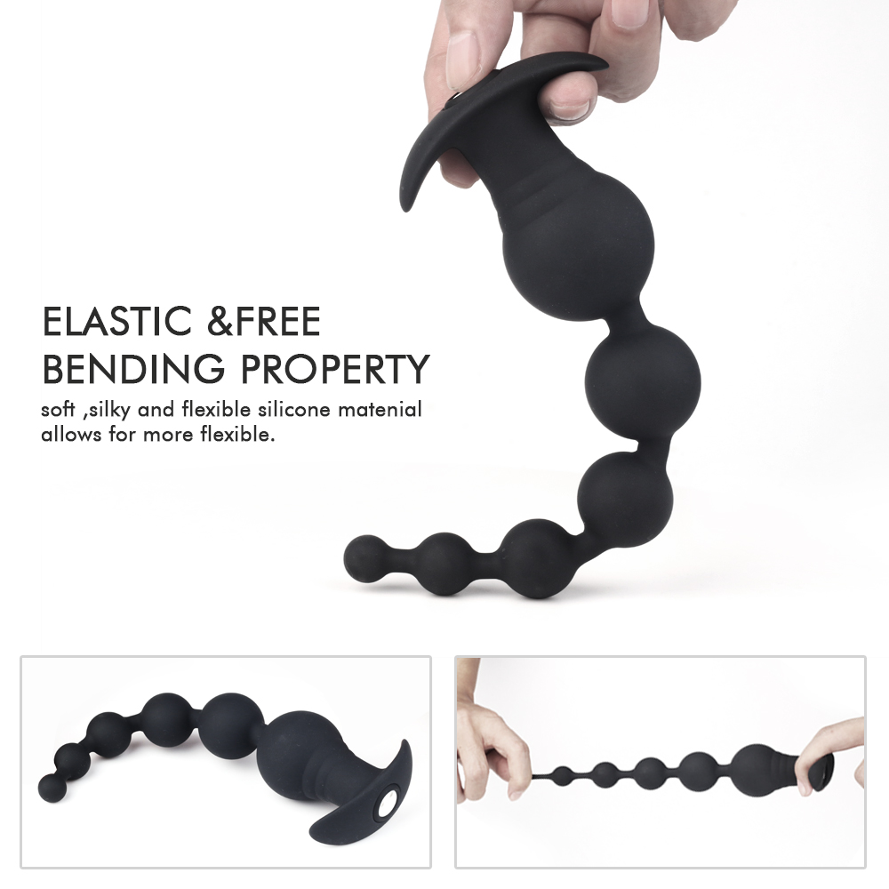 High Quality Wireless Remote Controlled Silicone Anal Plug Vibrating Butt Plug Black Silicone Long Butt Plug
