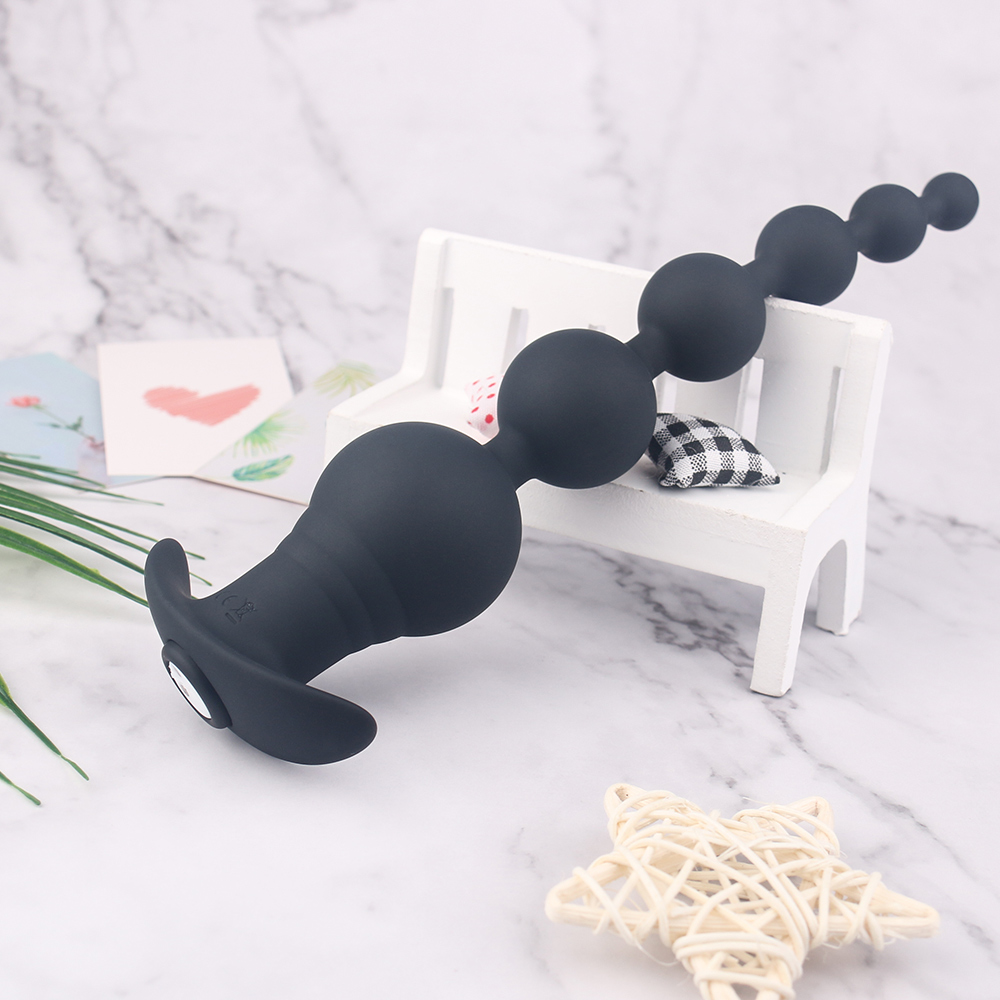 High Quality Wireless Remote Controlled Silicone Anal Plug Vibrating Butt Plug Black Silicone Long Butt Plug