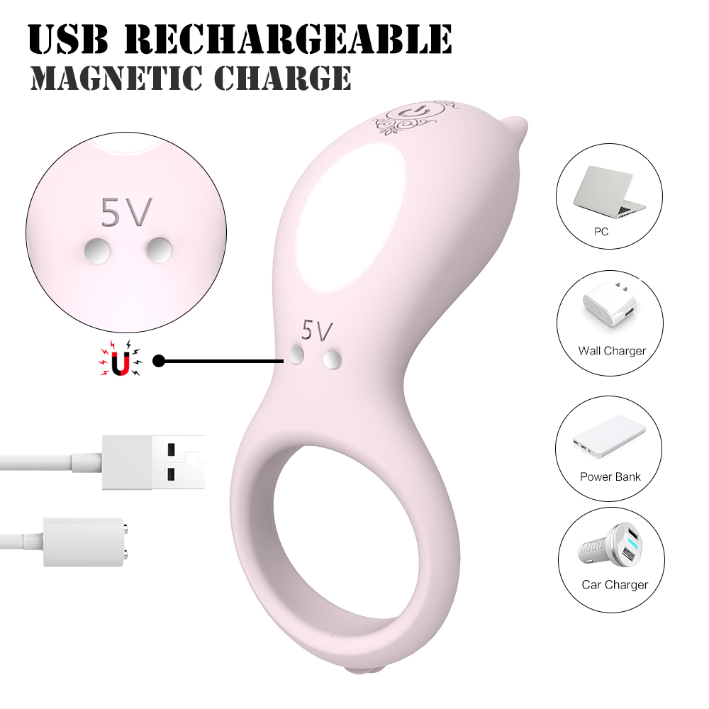Full Silicone Rechargeable Ass Dream pink Series Adult Penis Ring for Couples Sexual Life of the Vibrating Cock Ring