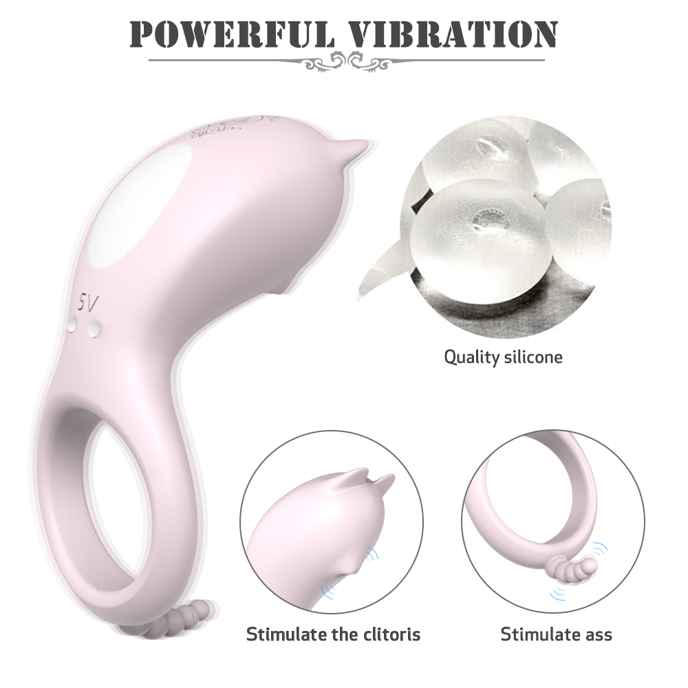 Full Silicone Rechargeable Ass Dream pink Series Adult Penis Ring for Couples Sexual Life of the Vibrating Cock Ring